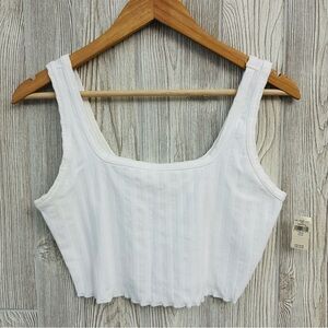 NEW! AERIE OFFLINE Crop Top Size Medium White Womens Tank Top